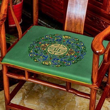 91家纺网 家纺一手货源 找家纺 北辰 2020新款高精密绣花新中式坐垫红木沙发垫 锦绣前程-墨绿