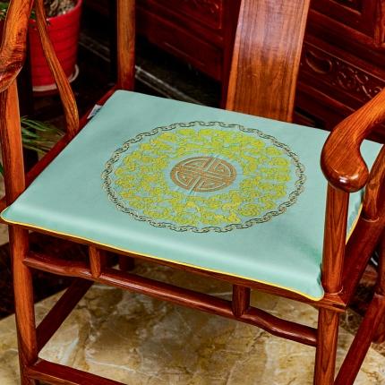 91家纺网 家纺一手货源 找家纺 北辰 2020新款高精密绣花新中式坐垫红木沙发垫 五福临门-蓝