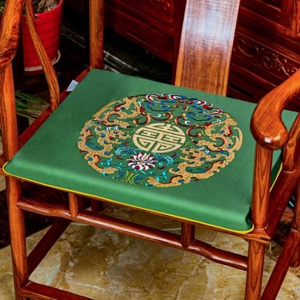 91家纺网 家纺一手货源 找家纺 北辰 2020新款高精密绣花新中式坐垫红木沙发垫 祥龙腾云-墨绿