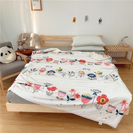 91家纺网 家纺一手货源 找家纺 眠屿 2020新款蕾丝花边全棉印花夏被爱洛花园