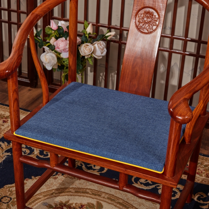 91家纺网 家纺一手货源 找家纺 北辰 2020新款亚麻纯色新中式坐垫红木沙发垫 藏蓝