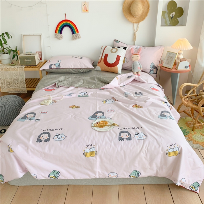 91家纺网 家纺一手货源 找家纺 眠屿 2020新款全棉夏被四件套 爱酱