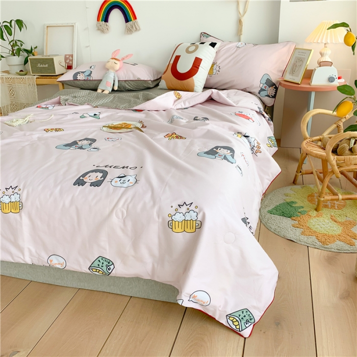 91家纺网 家纺一手货源 找家纺 眠屿 2020新款全棉夏被四件套 爱酱