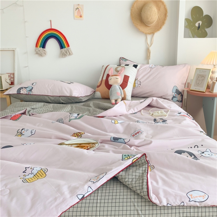 91家纺网 家纺一手货源 找家纺 眠屿 2020新款全棉夏被四件套 爱酱