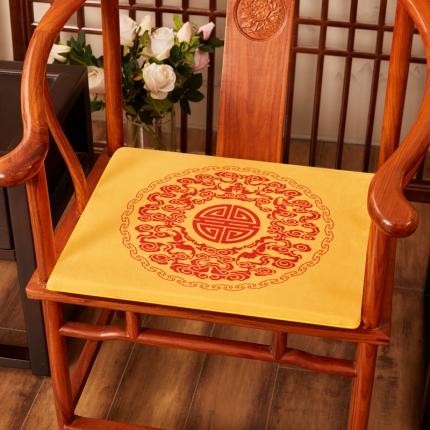 北辰 2020新款绒布印花新中式坐垫红木沙发垫系列 如意黄
