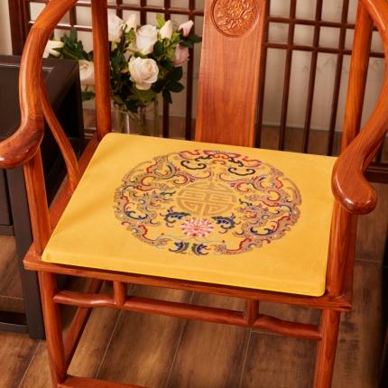 北辰 2020新款绒布印花新中式坐垫红木沙发垫系列 吉祥黄