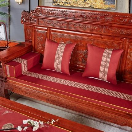 北辰 2020新款中式沙发垫 (2) 回纹花-红