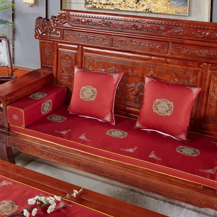 91家纺网 家纺一手货源 找家纺 北辰 2020新款中式沙发垫（1） 福禄红