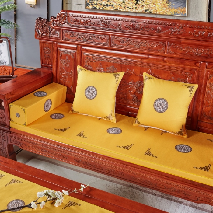91家纺网 家纺一手货源 找家纺 北辰 2020新款中式沙发垫（1） 富贵黄
