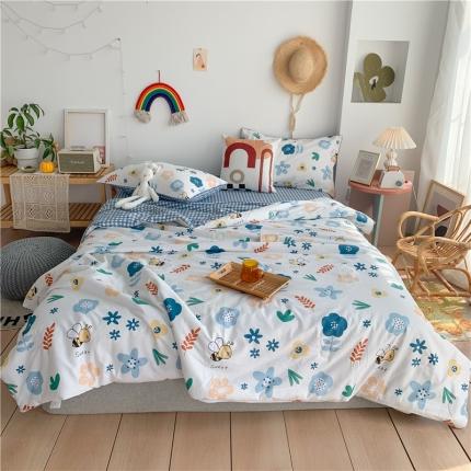 眠屿 2020新款全棉夏被四件套 畅游花海