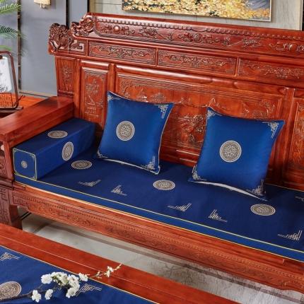 北辰 2020新款中式沙发垫（1） 富贵藏蓝