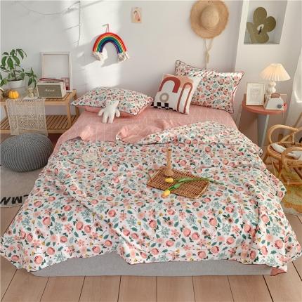 眠屿 2020新款全棉夏被四件套 花田半亩