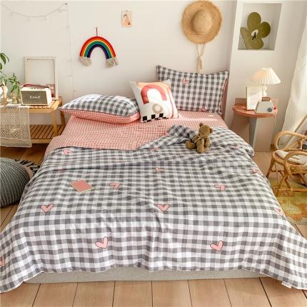 91家纺网 家纺一手货源 找家纺 眠屿 2020新款全棉夏被四件套 心动