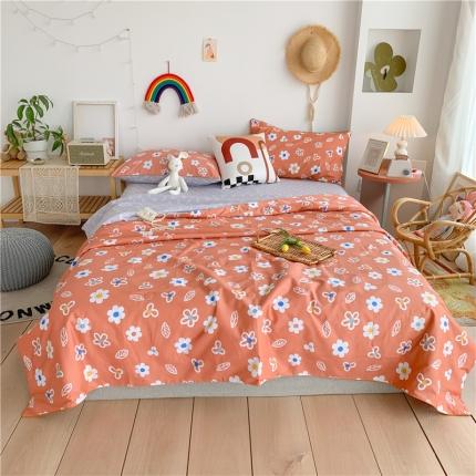 91家纺网 家纺一手货源 找家纺 眠屿 2020新款全棉夏被四件套 杏花叶语