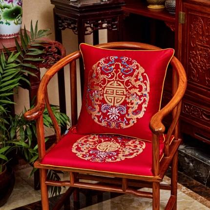 91家纺网 家纺一手货源 找家纺 北辰 2020新款高精密刺绣新中式抱枕 祥龙腾云-红