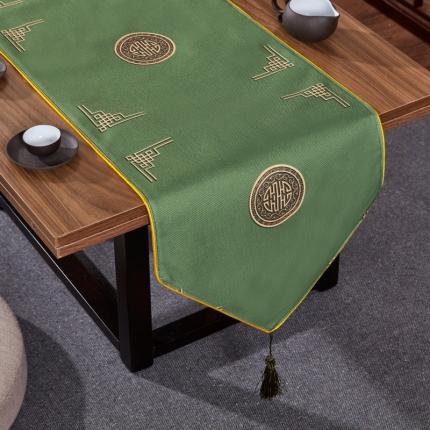 北辰 2020新款麻布印花桌旗系列 富贵-墨绿