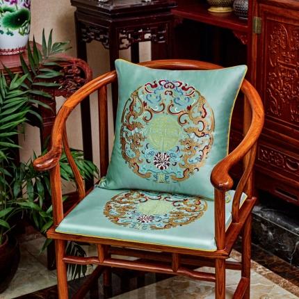 91家纺网 家纺一手货源 找家纺 北辰 2020新款高精密刺绣新中式抱枕 祥龙腾云-蓝