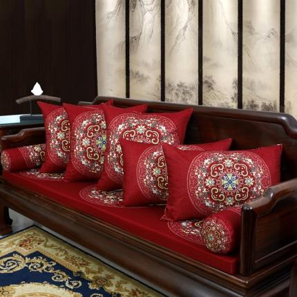 北辰 2020新款麻布印花沙发垫系列 花团锦簇-红