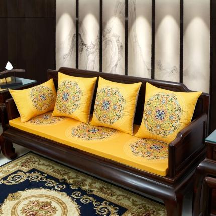 北辰 2020新款麻布印花沙发垫系列 花团锦簇-黄