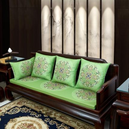 北辰 2020新款麻布印花沙发垫系列 花团锦簇-亮绿