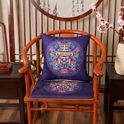 91家纺网 家纺一手货源 找家纺 北辰 2020新款麻布印花新中式抱枕 福寿-藏蓝