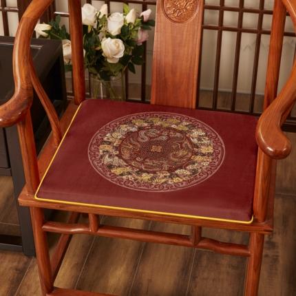 （总）北辰 绒布印花新中式坐垫红木沙发垫花团锦簇系列