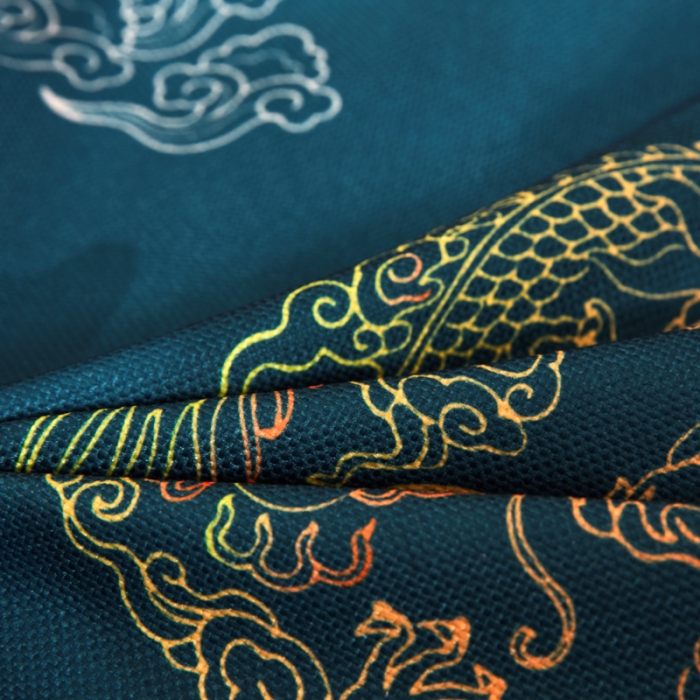 91家纺网 家纺一手货源 找家纺 北辰 2020新款麻布印花新中式抱枕 潜龙