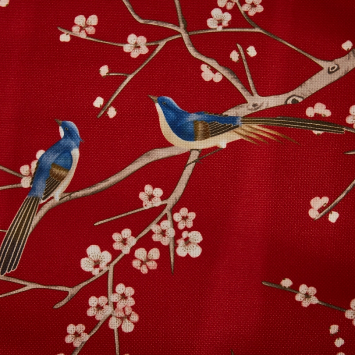 91家纺网 家纺一手货源 找家纺 北辰 2020新款麻布印花新中式抱枕 鹊上眉梢-红