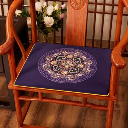 北辰 绒布印花新中式坐垫红木沙发垫花团锦簇系列 花团锦簇-藏蓝