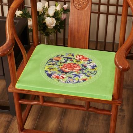 北辰 绒布印花新中式坐垫红木沙发垫花团锦簇系列 秋香-亮绿