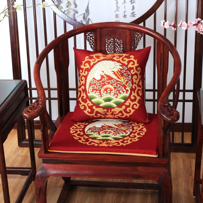 91家纺网 家纺一手货源 找家纺 北辰 2020新款麻布印花新中式抱枕 凤凰来仪