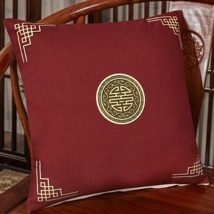 北辰 2020新款麻布印花新中式抱枕 富贵-红