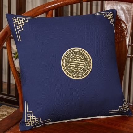 北辰 2020新款麻布印花新中式抱枕 富贵-藏蓝
