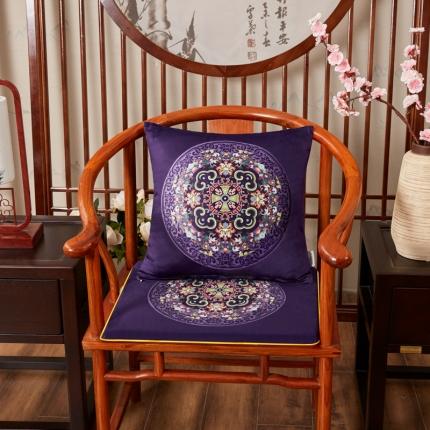 91家纺网 家纺一手货源 找家纺 北辰 2020新款绒面双面印花新中式抱枕 花团锦簇-藏蓝