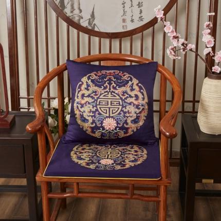 91家纺网 家纺一手货源 找家纺 北辰 2020新款绒面双面印花新中式抱枕 吉祥-藏蓝