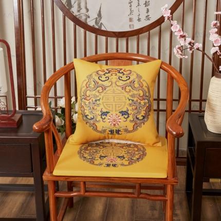 91家纺网 家纺一手货源 找家纺 北辰 2020新款麻布印花新中式抱枕 吉祥-亮黄