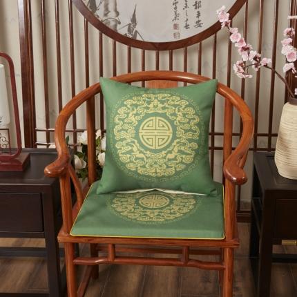 91家纺网 家纺一手货源 找家纺 北辰 2020新款麻布印花新中式抱枕 如意-墨绿