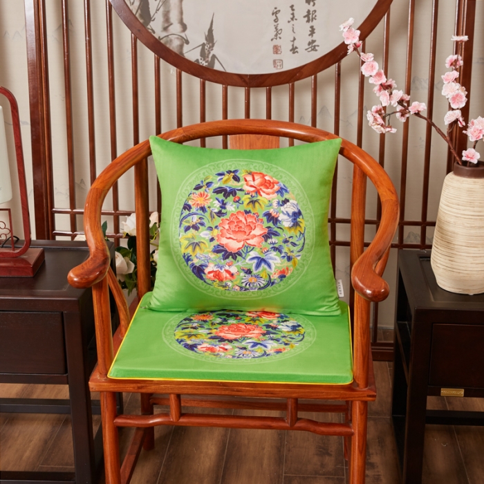 91家纺网 家纺一手货源 找家纺 北辰 2020新款绒面双面印花新中式抱枕 秋香-亮绿