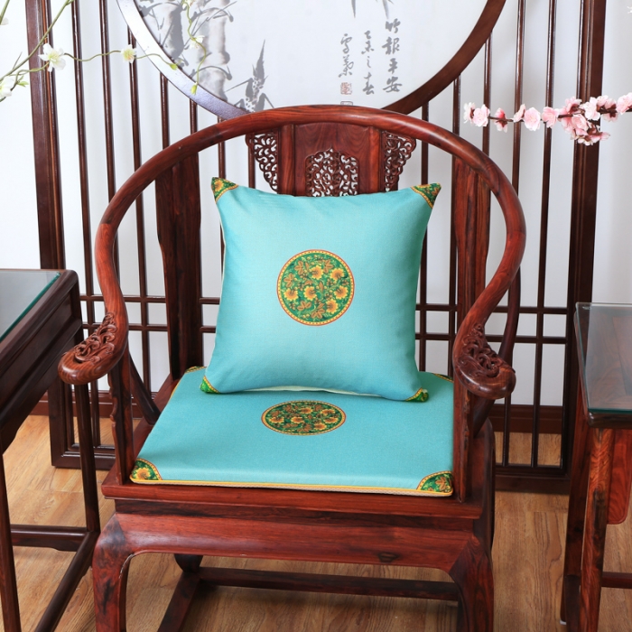 91家纺网 家纺一手货源 找家纺 北辰 2020新款麻布印花新中式抱枕 中式-亮蓝