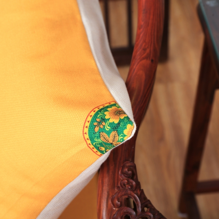 91家纺网 家纺一手货源 找家纺 北辰 2020新款麻布印花新中式抱枕 中式-亮黄