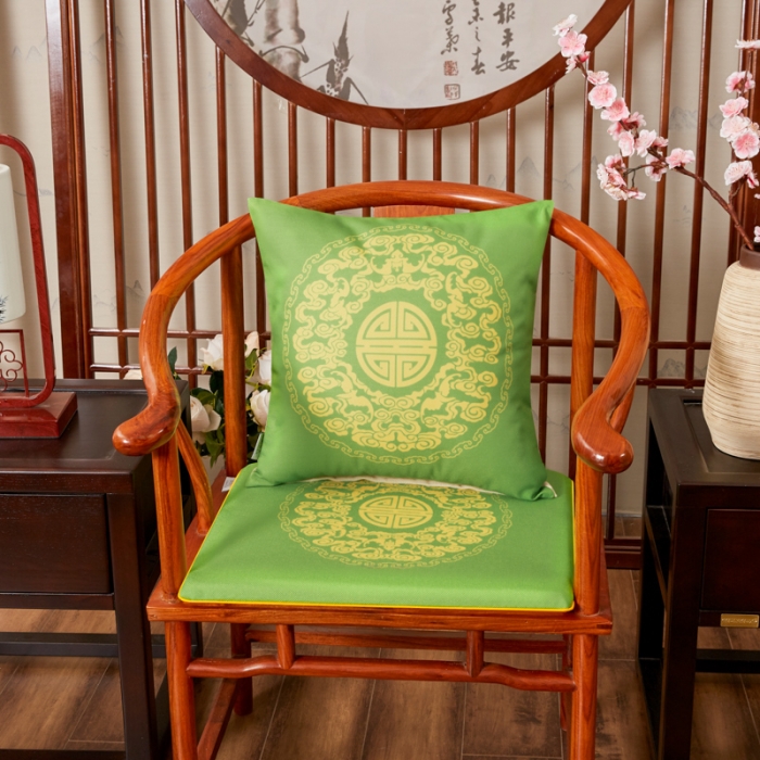 91家纺网 家纺一手货源 找家纺 北辰 2020新款麻布印花新中式抱枕 如意-亮绿