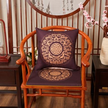 北辰 2020新款麻布印花新中式抱枕 如意-咖