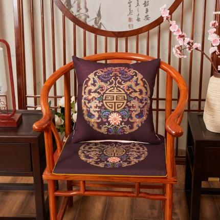 北辰 2020新款麻布印花新中式抱枕 吉祥-咖