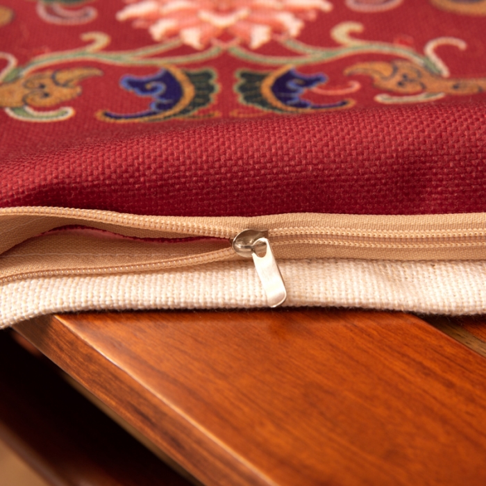 91家纺网 家纺一手货源 找家纺 北辰 2020新款麻布印花新中式抱枕 吉祥-红