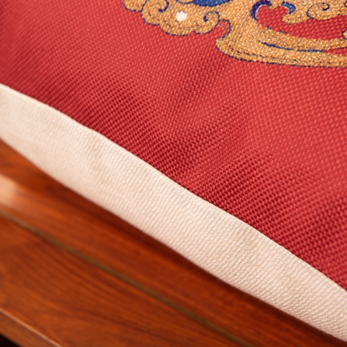 91家纺网 家纺一手货源 找家纺 北辰 2020新款麻布印花新中式抱枕 吉祥-红