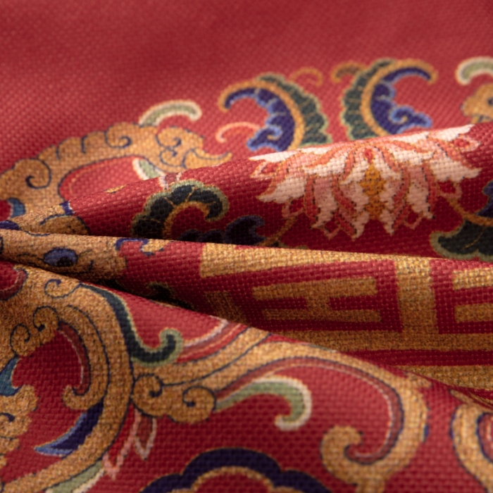 91家纺网 家纺一手货源 找家纺 北辰 2020新款麻布印花新中式抱枕 吉祥-红