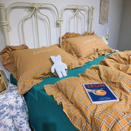 91家纺网 家纺一手货源 找家纺 （总）六巷胡同2021春夏新品仙女风水果格子水洗棉四件套实拍图