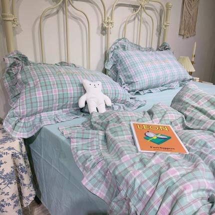 91家纺网 家纺一手货源 找家纺 （总）六巷胡同2021春夏新品仙女风水果格子水洗棉四件套实拍图