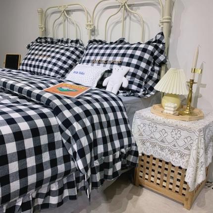 91家纺网 家纺一手货源 找家纺 六巷胡同2021春夏新品仙女风水果格子水洗棉四件套实拍图 嘉宝格