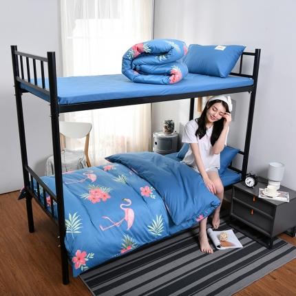 91家纺网 家纺一手货源 找家纺 美真单人宿舍0.9米床1.2米床棉加涤全棉纯棉大学生三件套